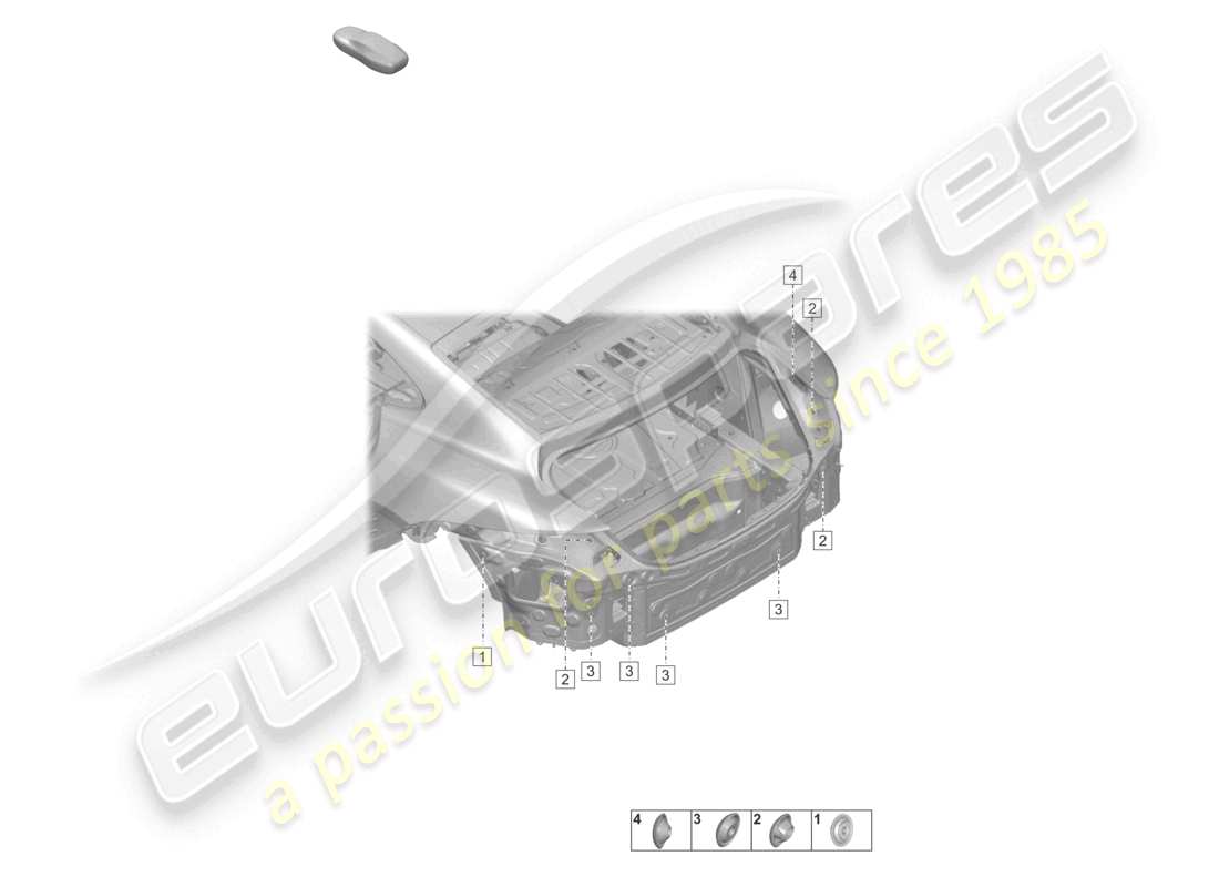 porsche 2021 (taycan 9j1-1) diagrama de piezas del panel transversal trasero lateral