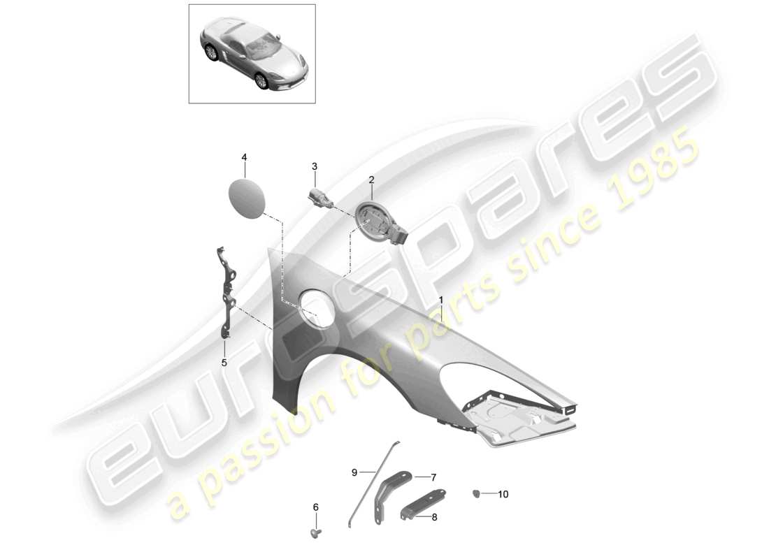 porsche 2024 (718 boxster) diagrama de piezas del ala