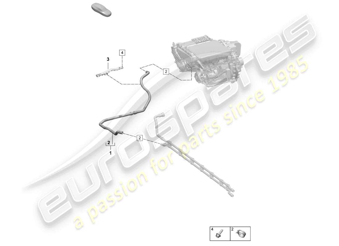 porsche 2025 (macan-e) sistema de enfriamiento del refrigerante parte trasera diagrama de piezas