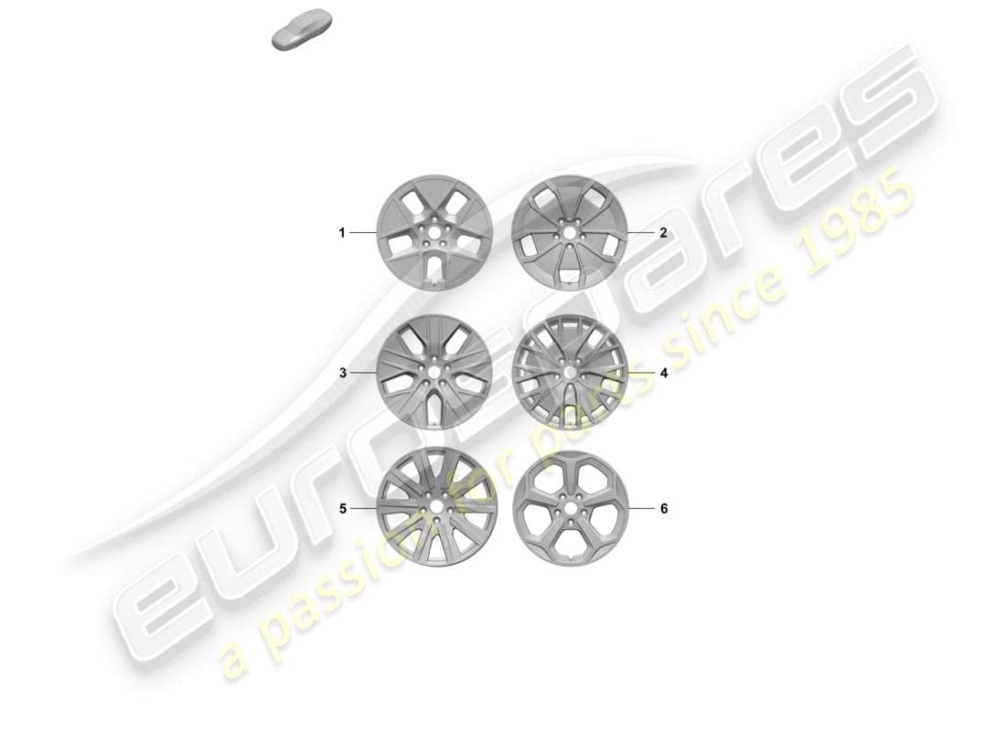 porsche 2026 (taycan 9j1-2) diagrama de piezas de la rueda de aleación 20
