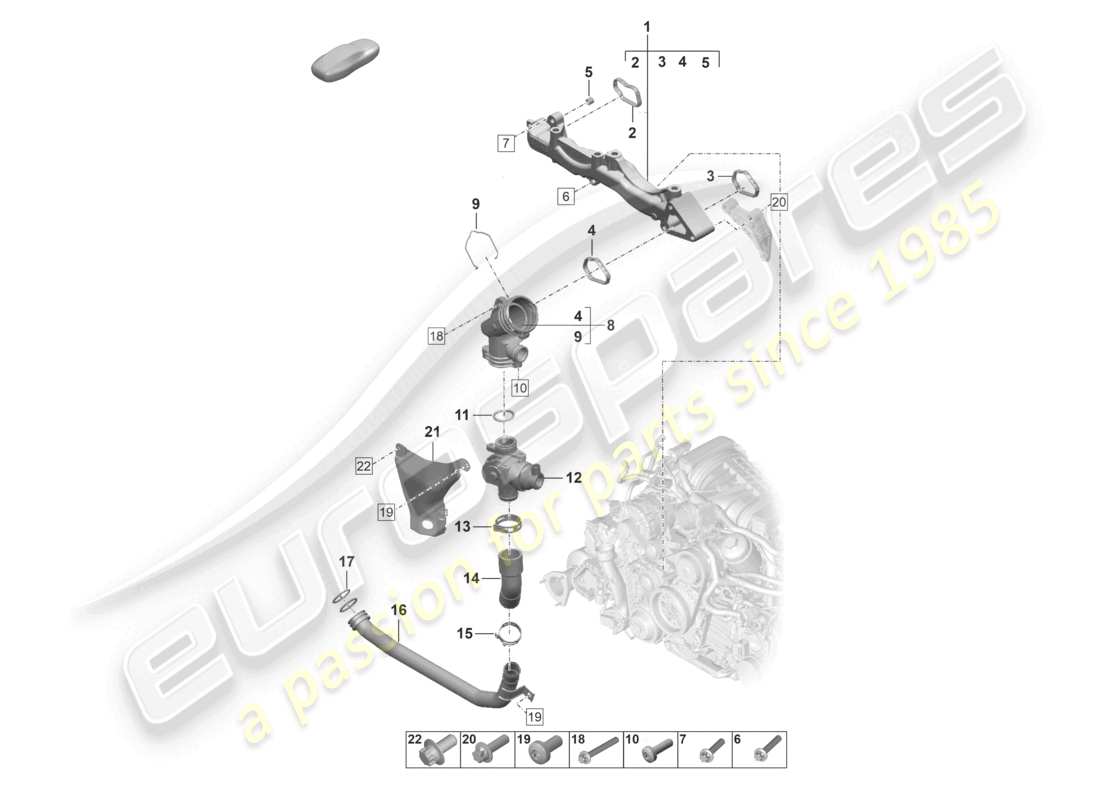 porsche 2023 (992-1) diagrama de piezas del tubo de refrigerante del portador de conjunto