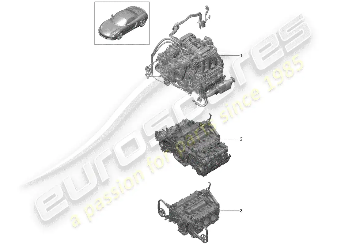 porsche 2013 (981 boxster) motor de repuesto diagrama de piezas
