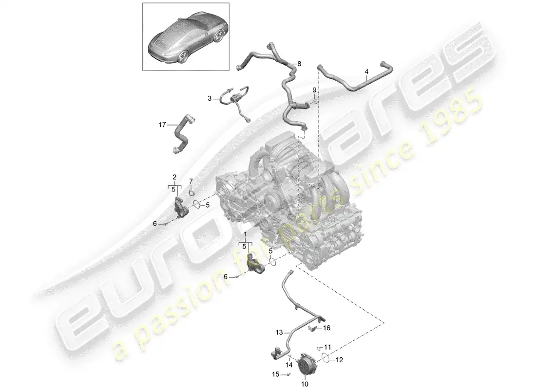 porsche 2014 (991-1) crankcase diagrama de piezas