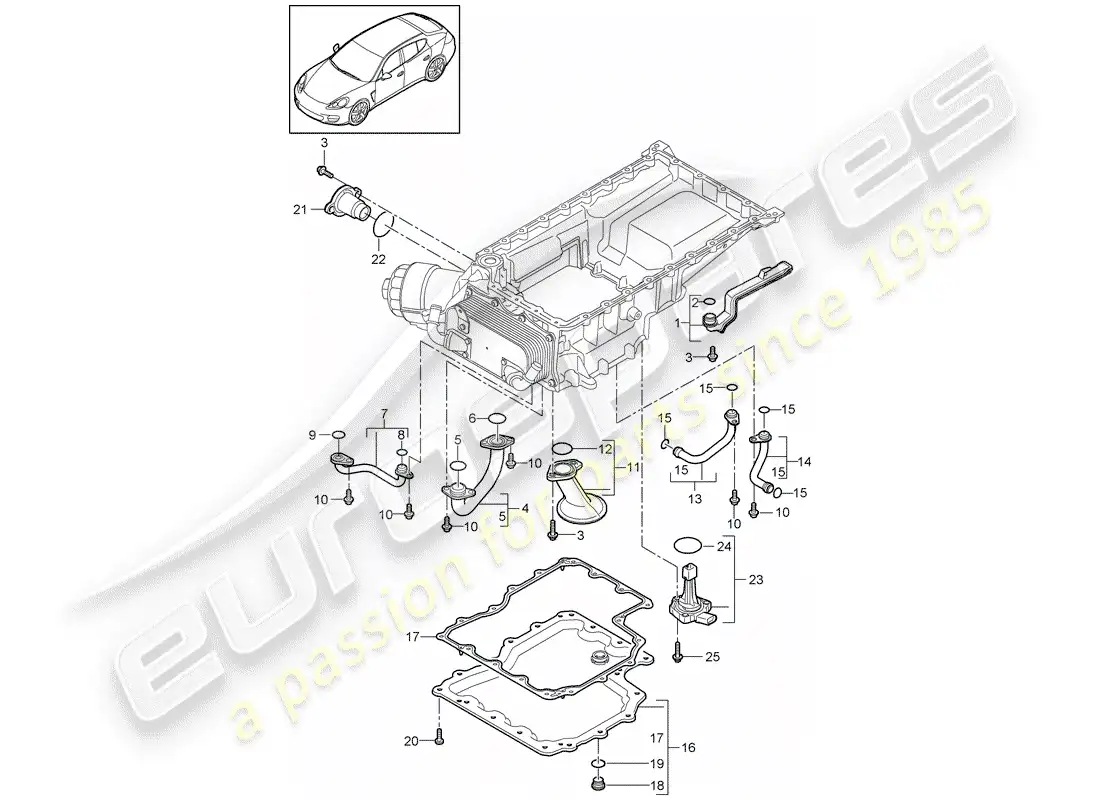 porsche 2012 (panamera 970) diagrama de piezas del colector de admisión