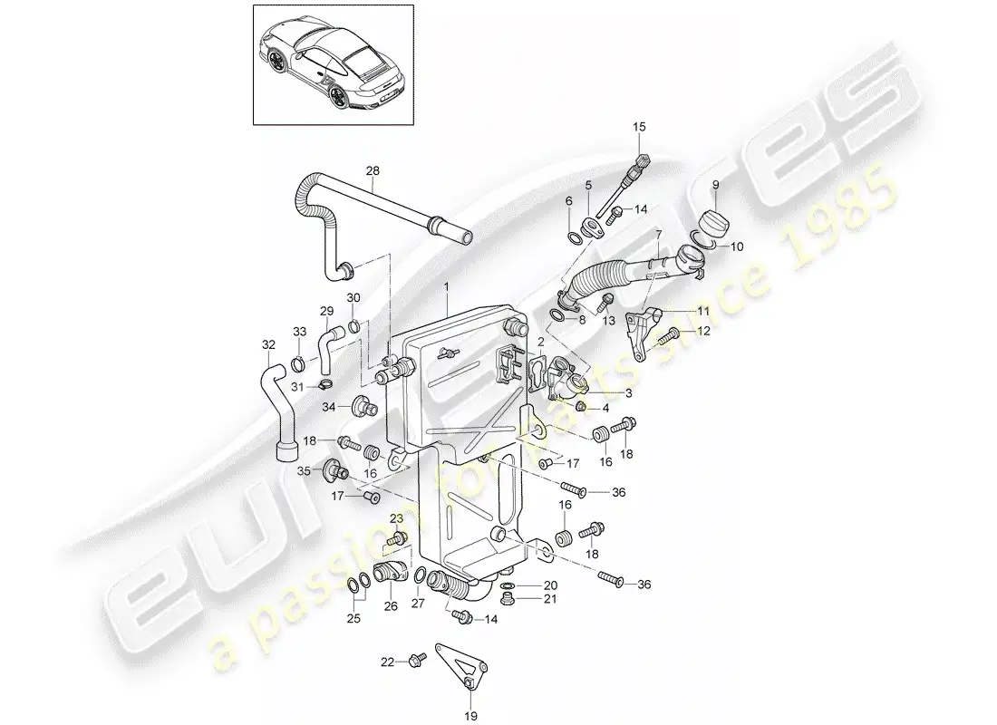 porsche 2011 (997-2 turbo / gt2 rs) lubricación del motor diagrama de piezas