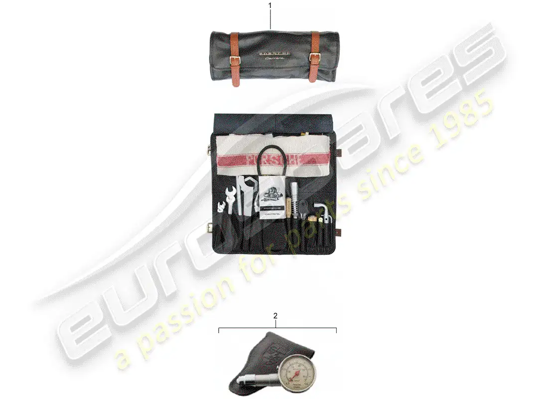 porsche 1955 (accessories) bolsa de herramientas con herramientas diagrama de piezas