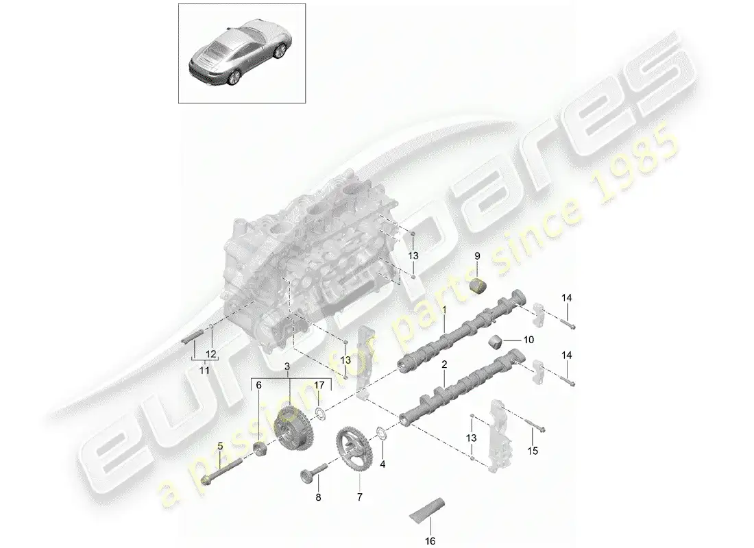 porsche 2014 (991-1) árbol de levas diagrama de piezas