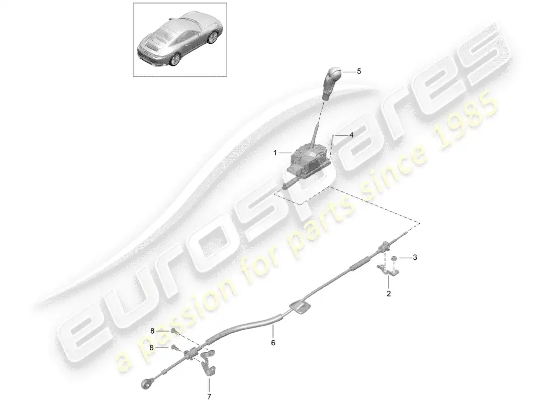 porsche 2020 (991-2) palanca selectora diagrama de piezas
