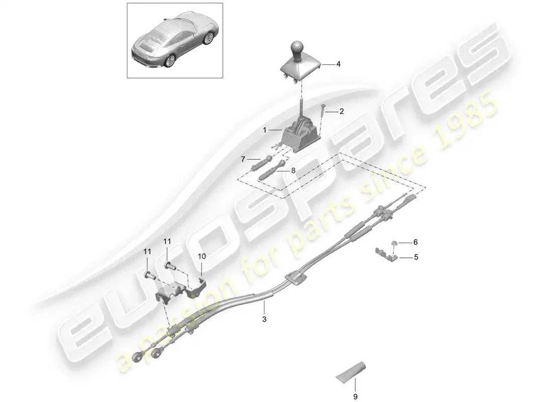 porsche 2020 (991-2) mecanismo de cambio diagrama de piezas