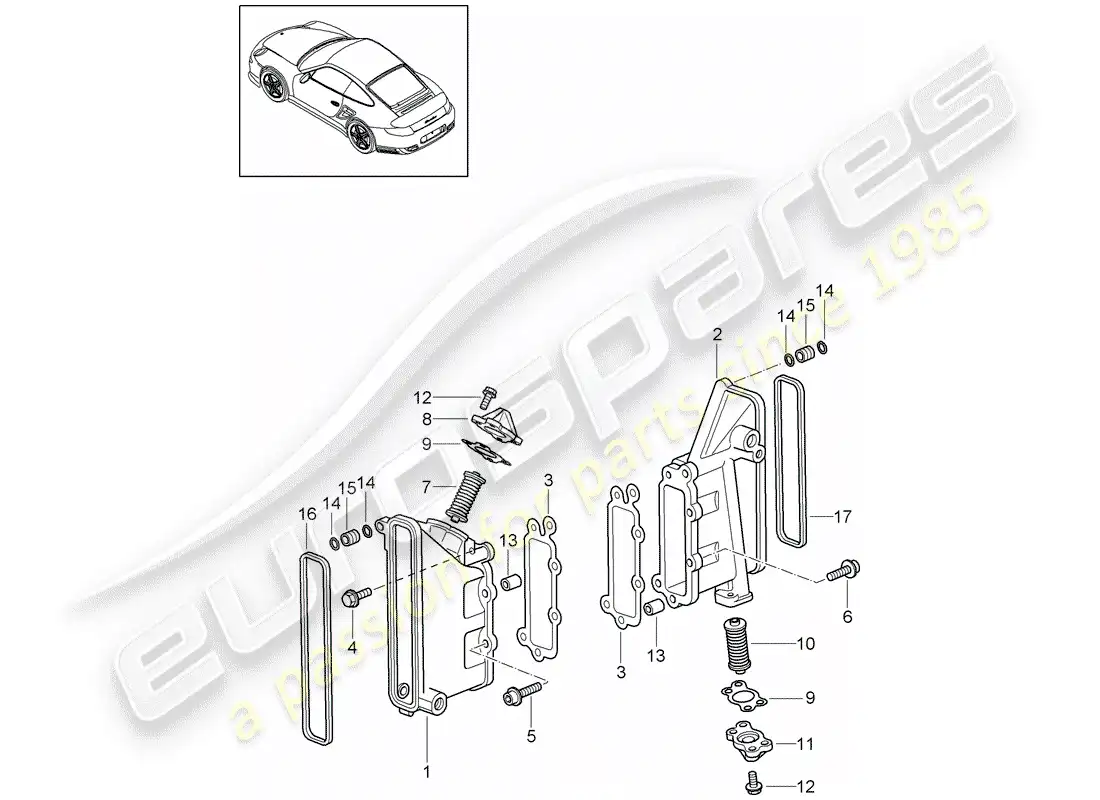 porsche 2011 (997-2 turbo / gt2 rs) caja de cadena diagrama de piezas