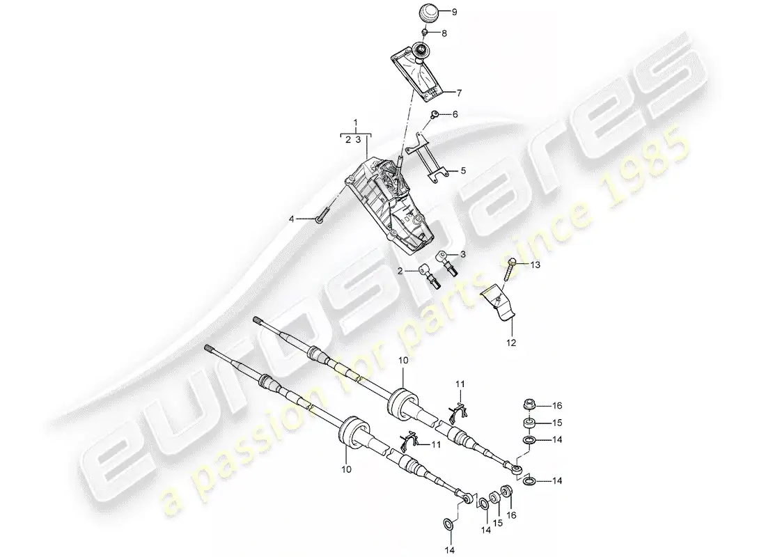 porsche 2005 (carrera gt) control de transmisión - diagrama de piezas de caja de cambios manual