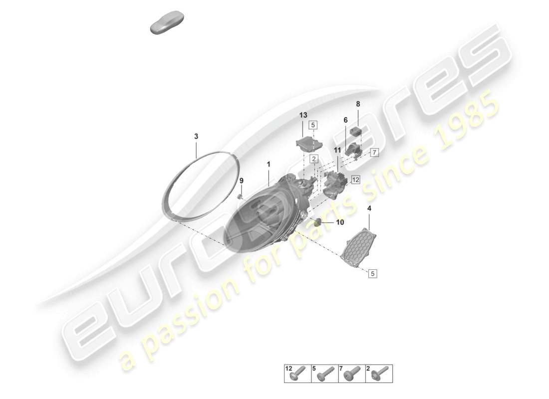 porsche 2022 (992-1 gt3/rs/st) faro led pdls+ diagrama de piezas