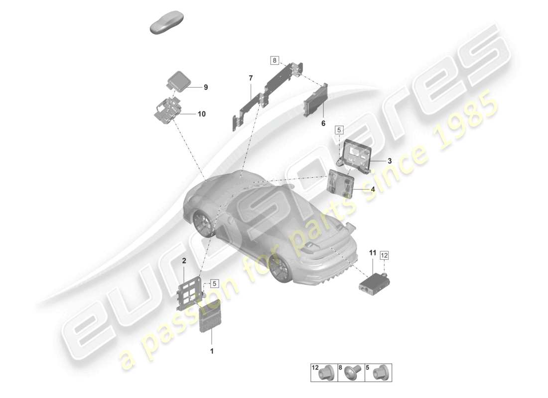 porsche 2021 (992-1 gt3/rs/st) unidades de control unidad de control (bcm) para sistema de conversión y fuente de alimentación ob unidad de control para sistemas de asistencia al conductor diagrama de piezas