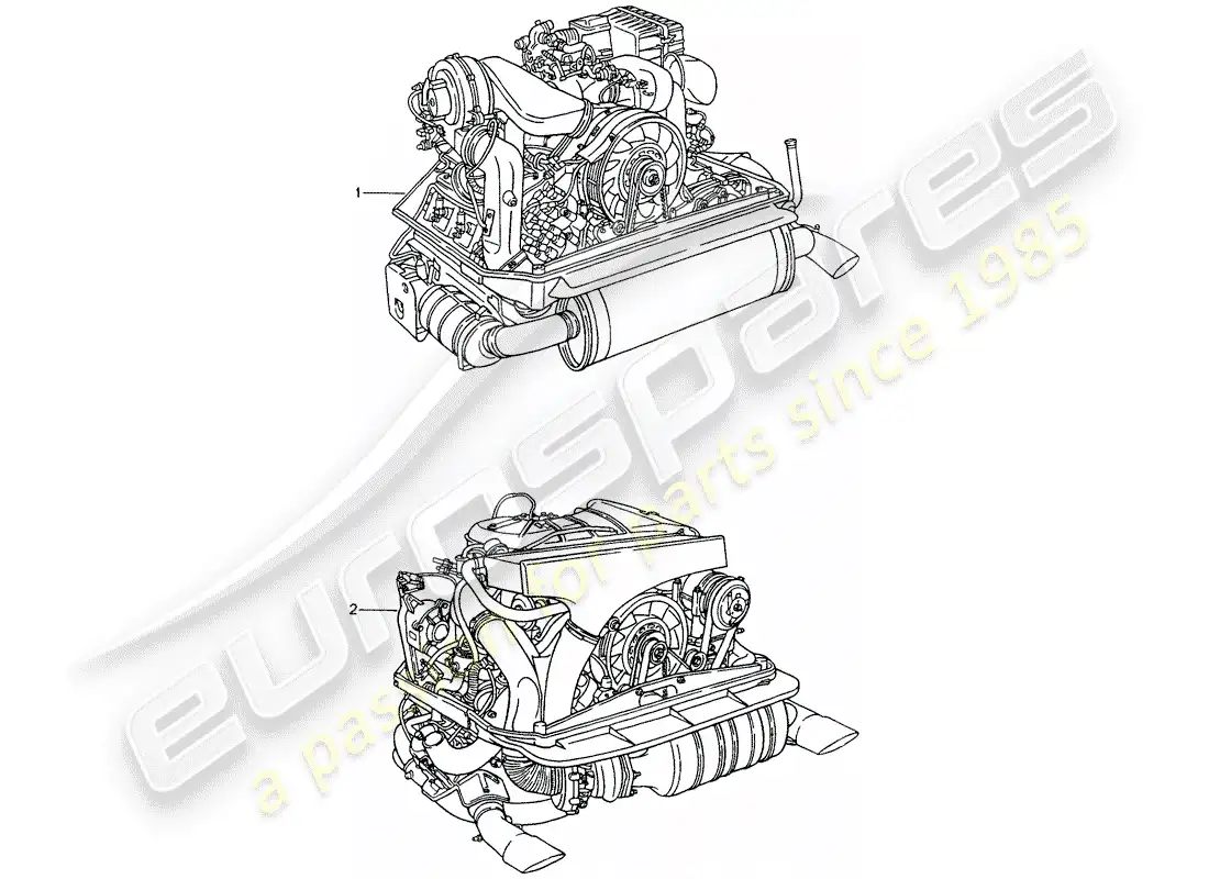 porsche 1992 (964) motor de reemplazo - listo para instalación diagrama de piezas