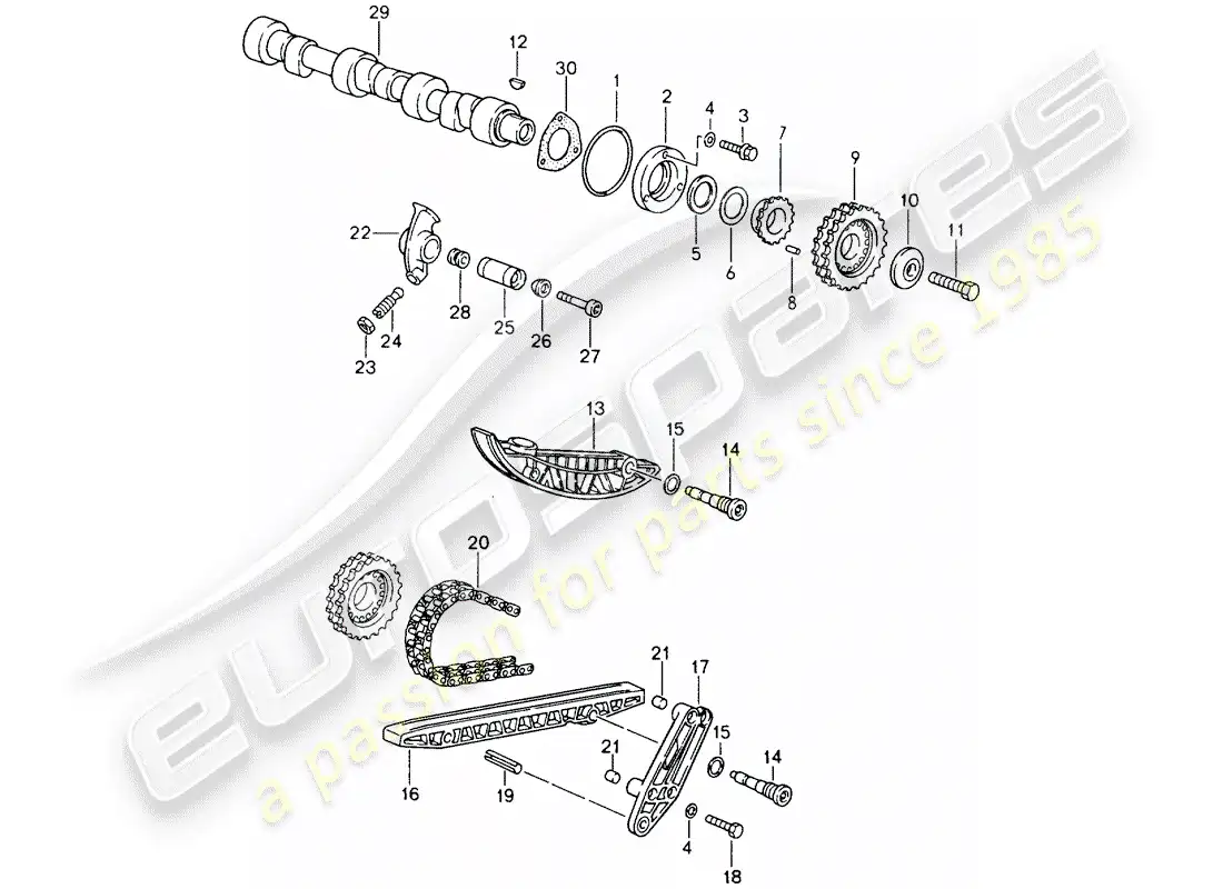 porsche 1989 (964) control de válvula diagrama de piezas