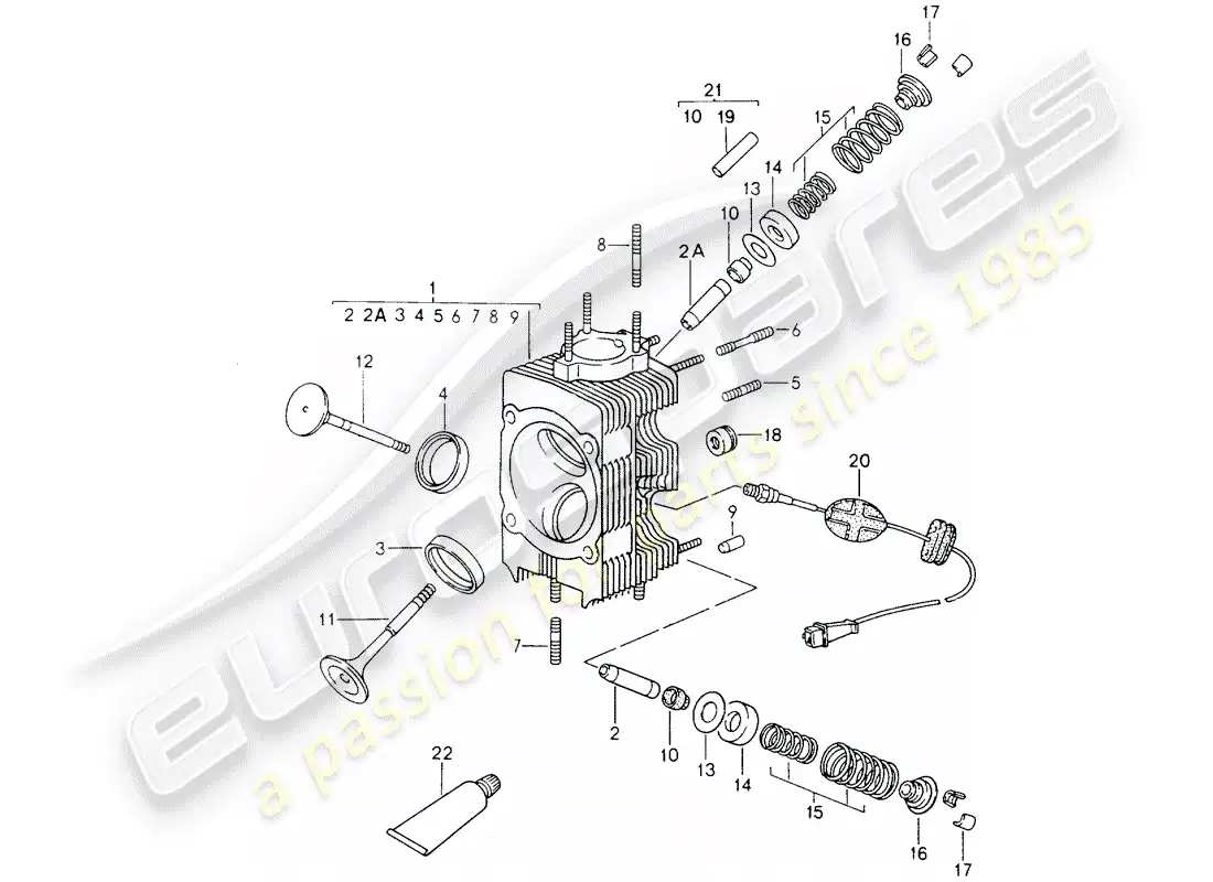 porsche 1990 (964) cabeza de cilindro diagrama de piezas