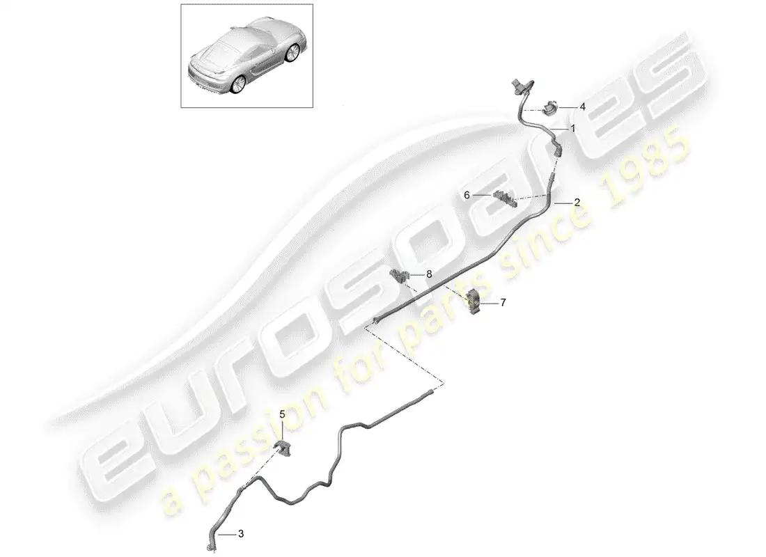 porsche 2016 (981 cayman gt4) diagrama de piezas de la línea de vacío