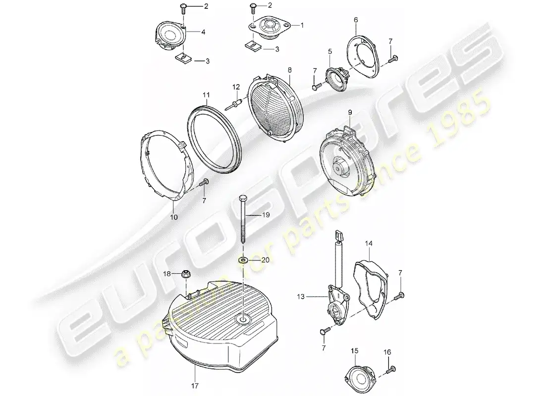 porsche 2005 (cayenne e1 9pa) altoparlante diagrama de piezas