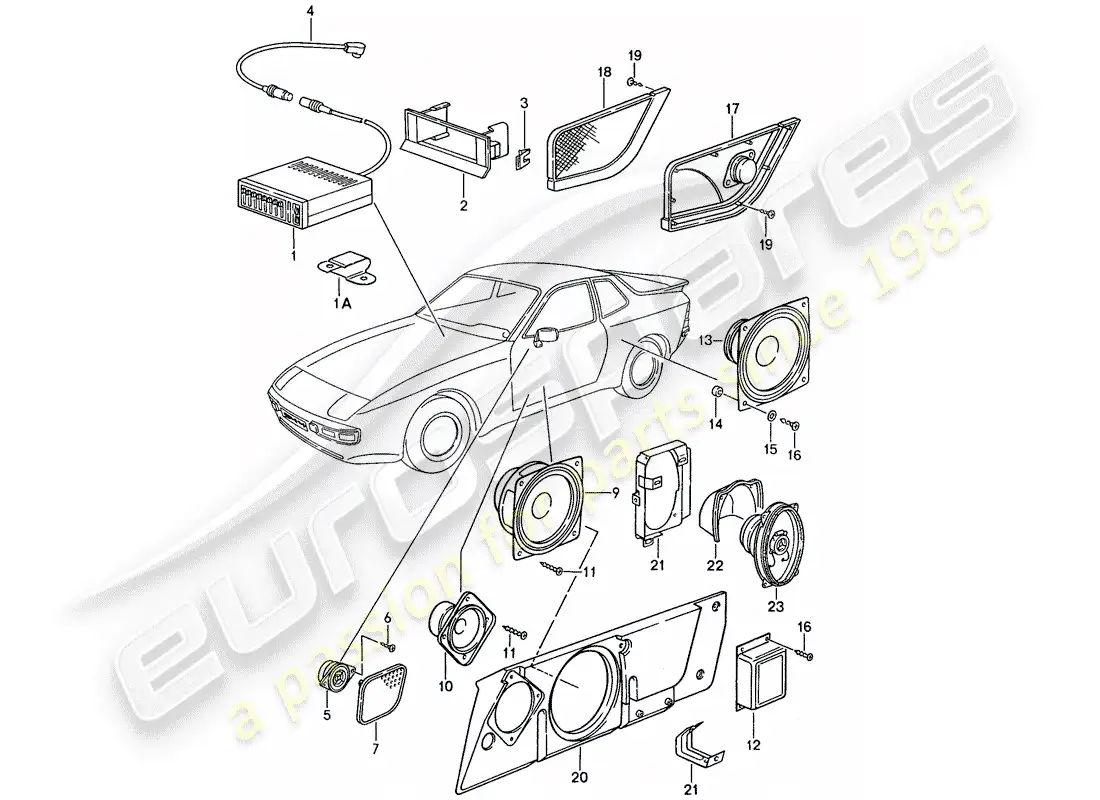 porsche 1990 (944) para - sistema de sonido diagrama de piezas