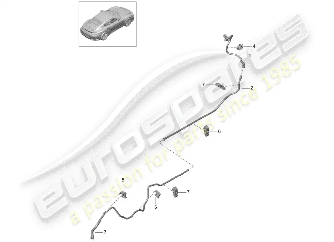 porsche 2017 (991-2 turbo) línea de vacío diagrama de piezas