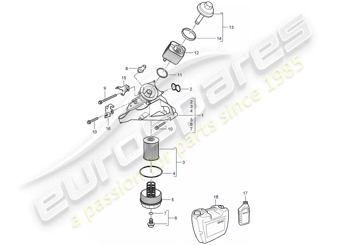 porsche 2008 (cayenne e1 9pa) filtro de aceite diagrama de piezas
