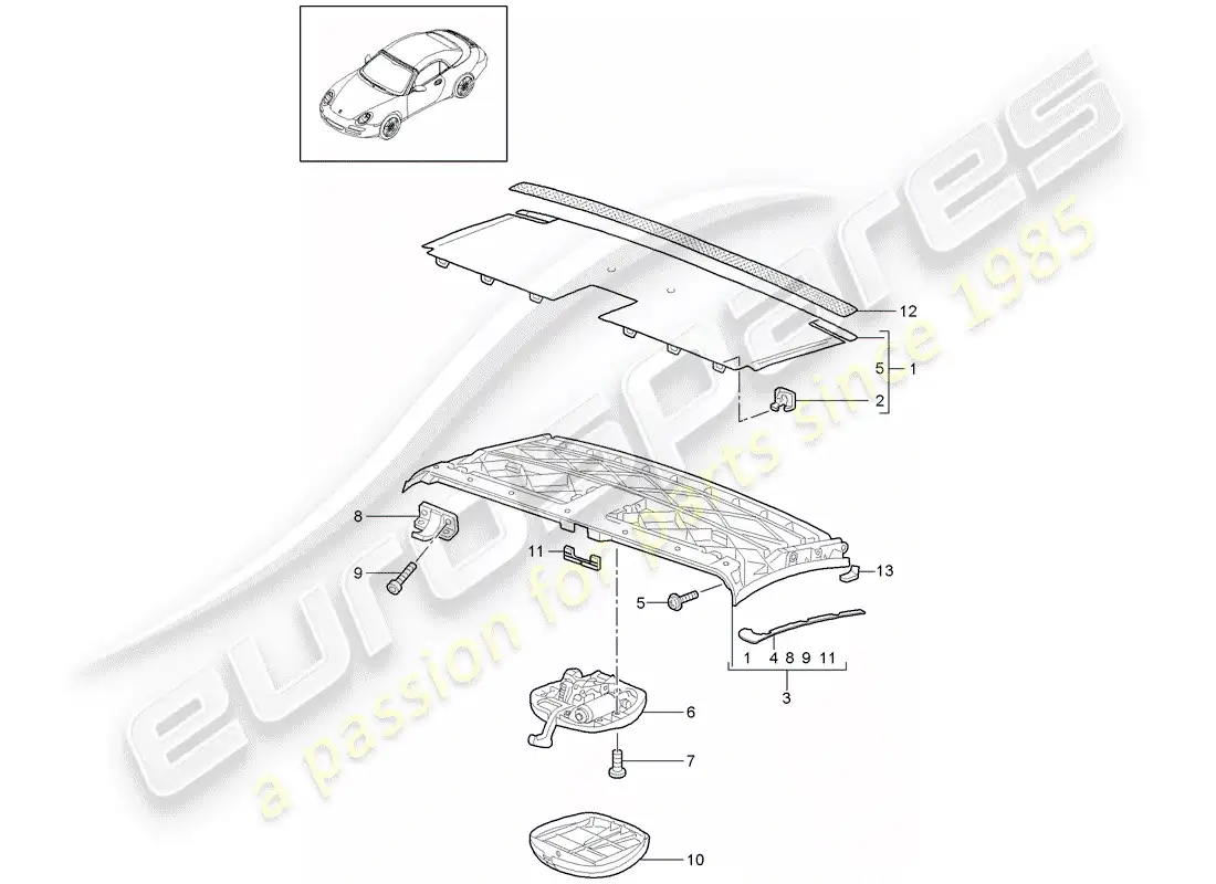porsche 2011 (997-2) marco superior diagrama de piezas