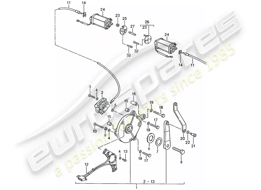 porsche 1990 (944) control superior convertible - diagrama de piezas eléctrico