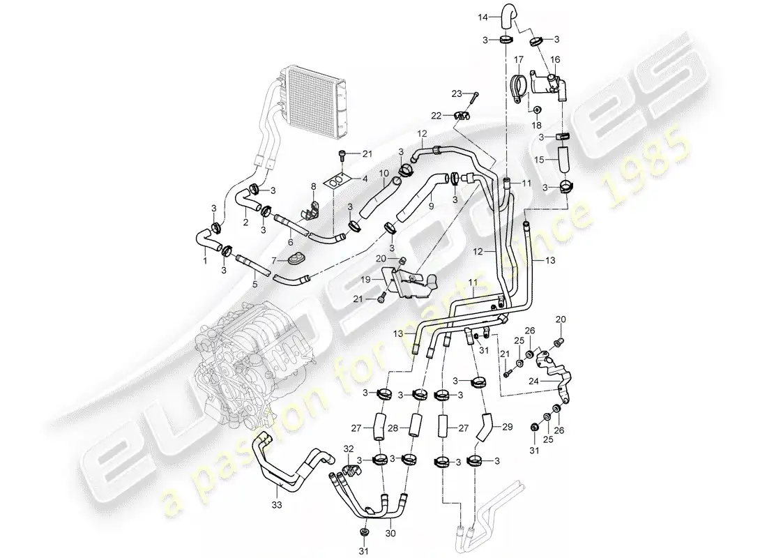 porsche 2005 (cayenne e1 9pa) aire acondicionado/calefacción/aux. calentador diagrama de piezas