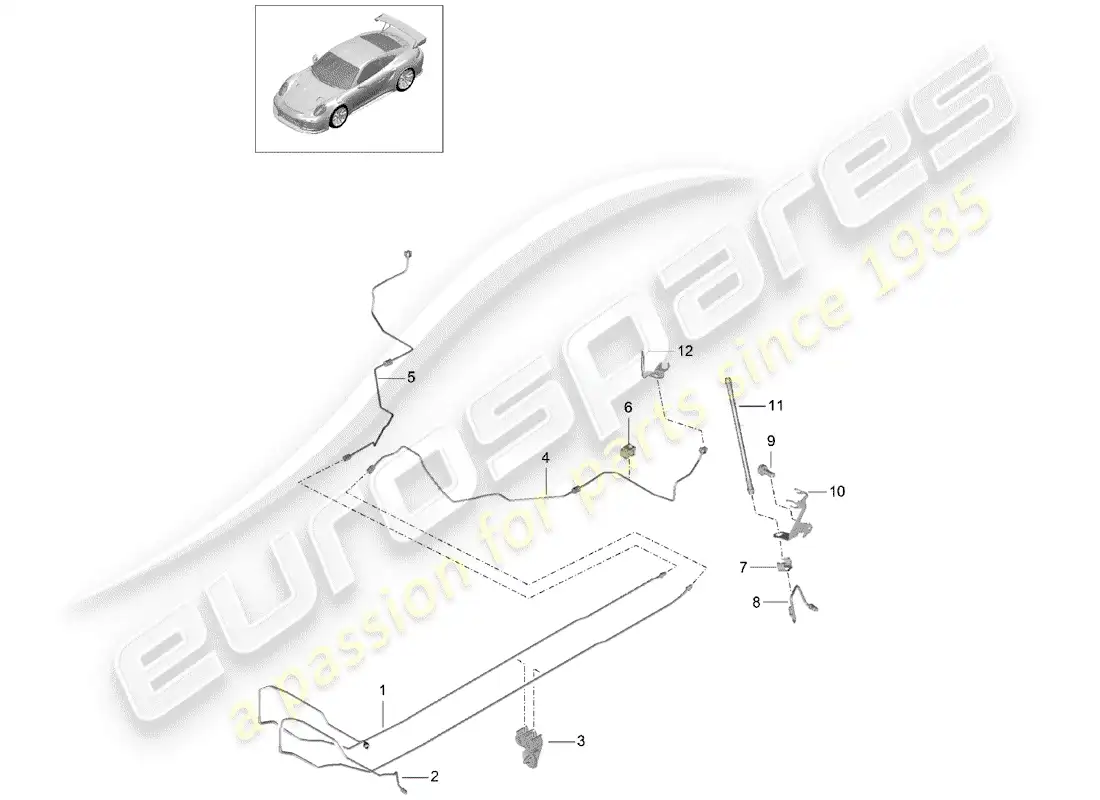 porsche 2017 (991-2 turbo) línea de freno diagrama de piezas