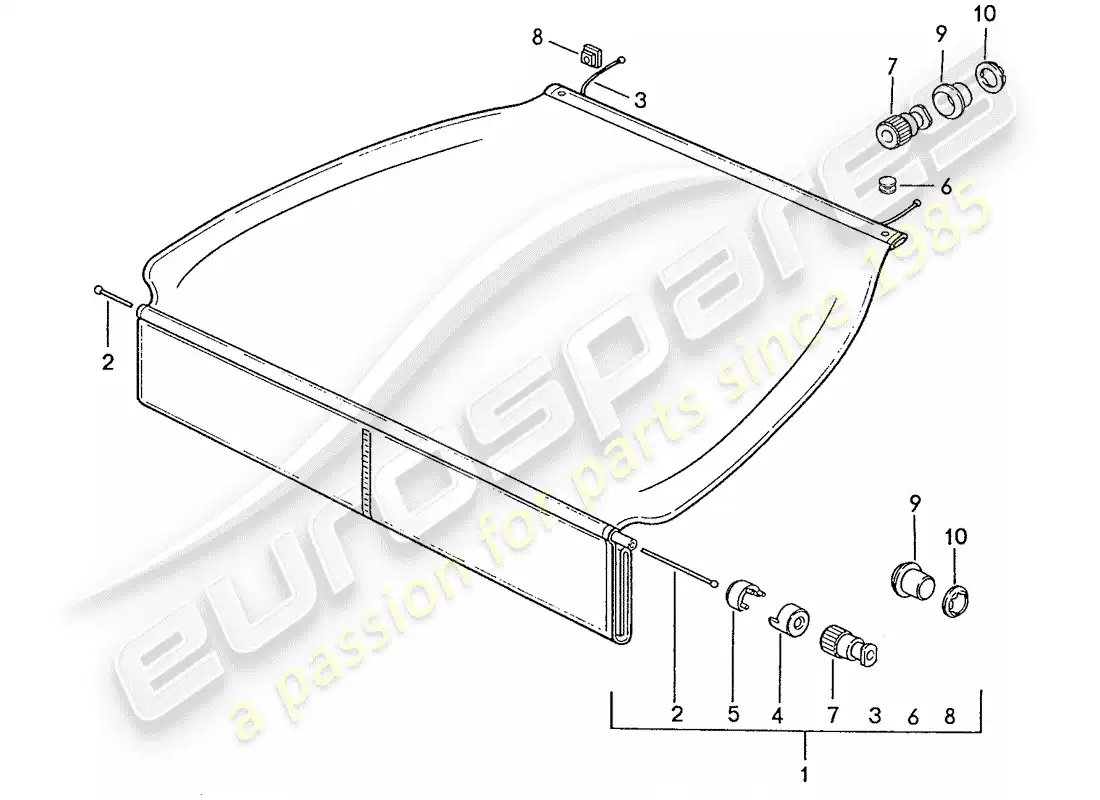 porsche 1989 (928) cubierta del maletero diagrama de piezas