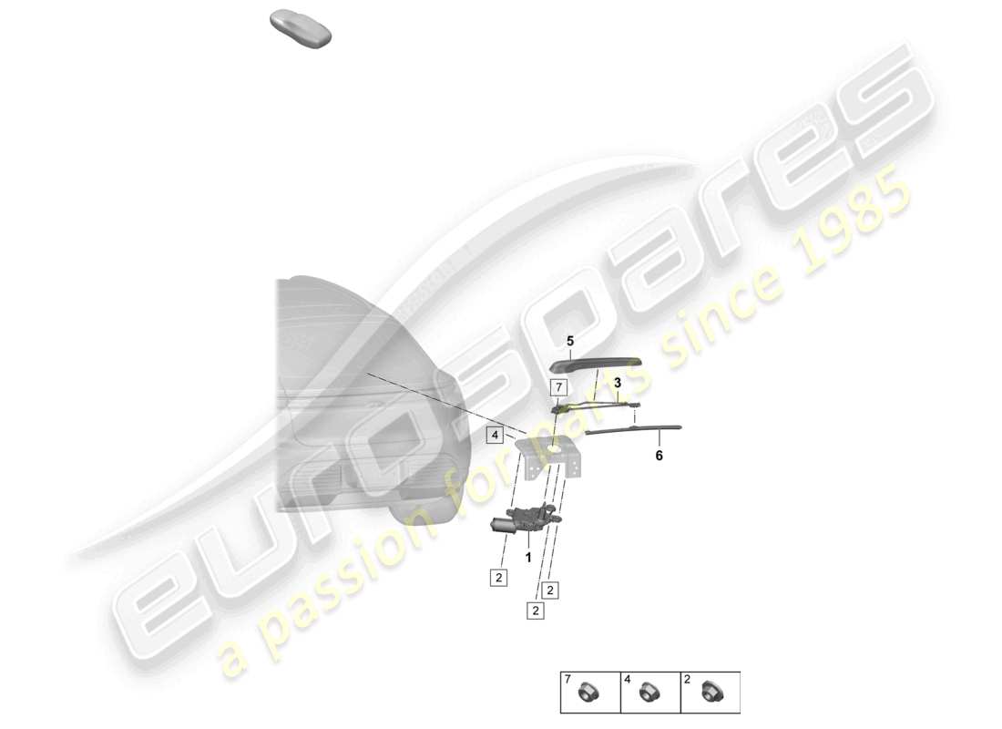 porsche 2025 (macan-e) limpiaparabrisas trasero diagrama de piezas