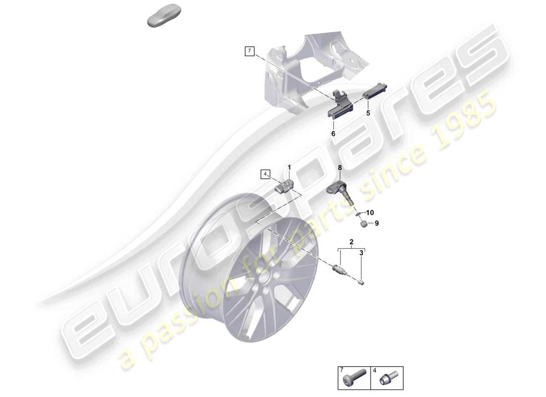 porsche 2020 (taycan 9j1-1) sistema de control de presión de neumáticos diagrama de piezas