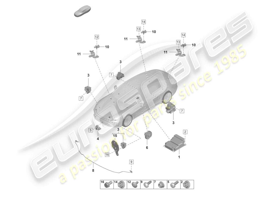 porsche 2022 (panamera 971-2) unidad de control sensores airbag sensor de presión protección de peatones diagrama de piezas