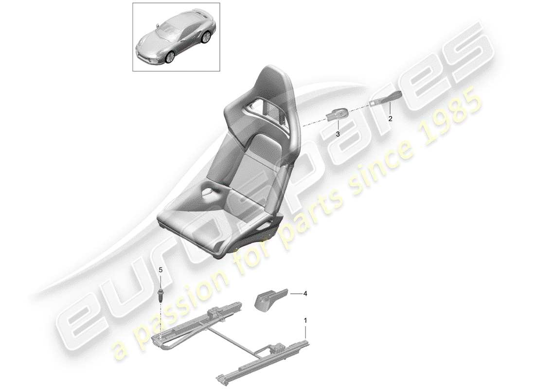 porsche 991 turbo (2018) diagrama de piezas de seat