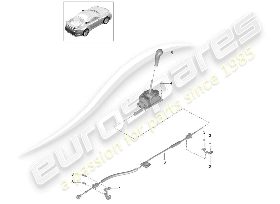 porsche 2021 (991-2 r/gt3/rs) palanca selectora - pdk - d - mj 2018>> diagrama de piezas