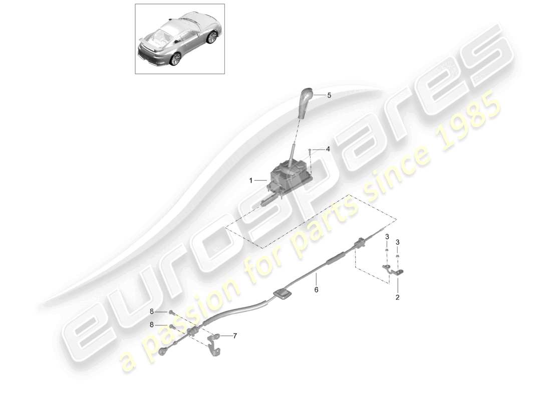 porsche 2021 (991-2 r/gt3/rs) palanca selectora - pdk - d >>- mj 2017 diagrama de piezas