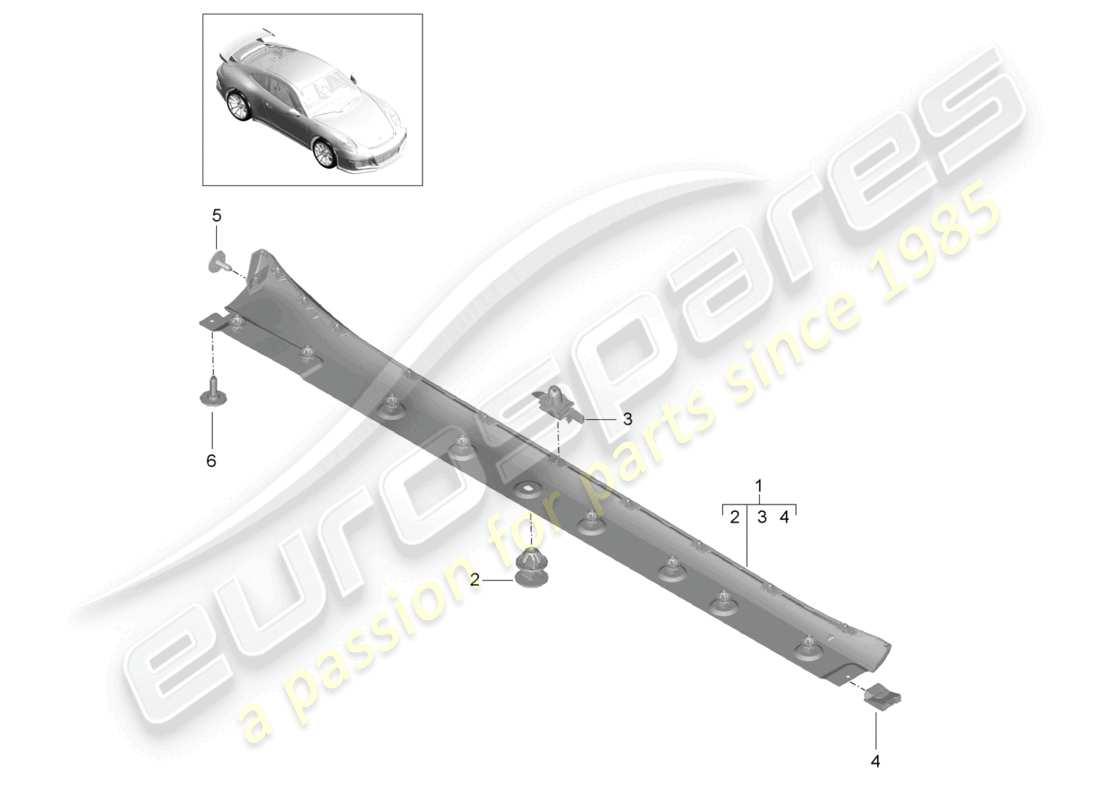 porsche 2021 (991-2 r/gt3/rs) diagrama de piezas del guarnecido de los miembros laterales