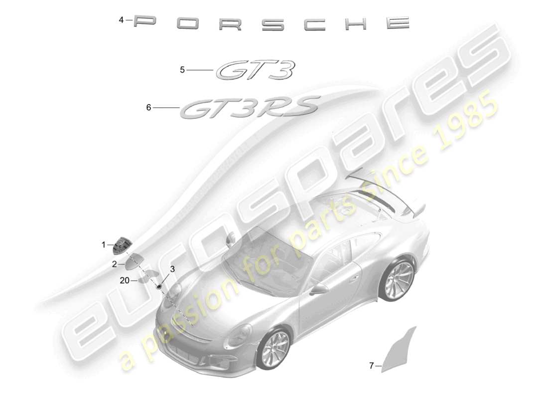 porsche 2021 (991-2 r/gt3/rs) molduras de inscripciones/letras diagrama de piezas de la película protectora de piedras