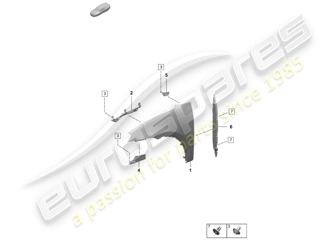 porsche 2025 (macan-e) ala delantera diagrama de piezas