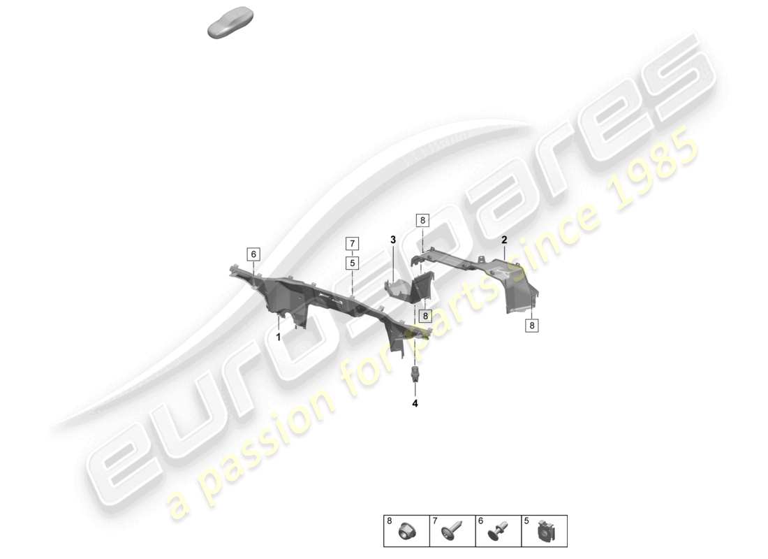 porsche 2025 (macan-e) caja de agua del firewall frontal diagrama de piezas