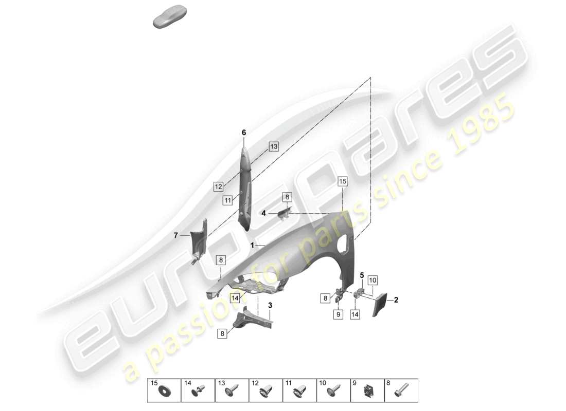 porsche 2026 (taycan 9j1-2) diagrama de piezas del ala