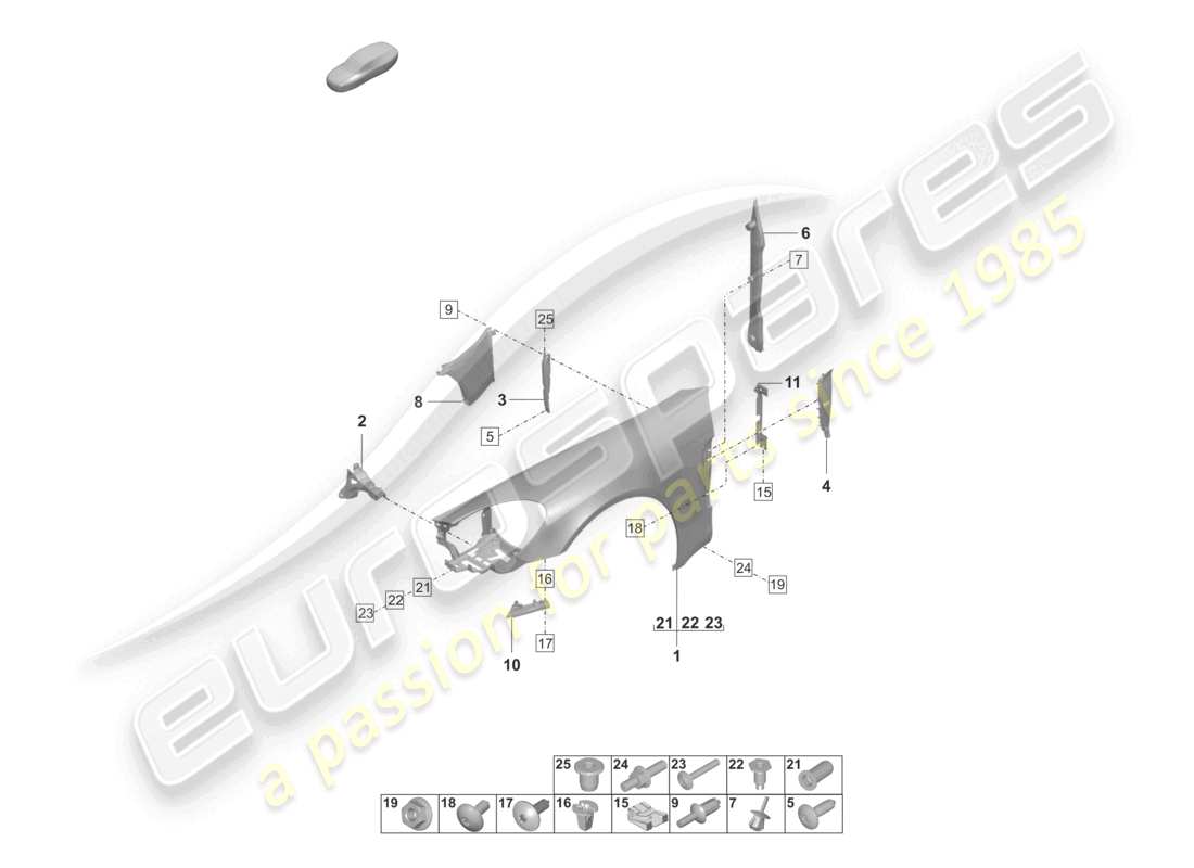 porsche 2022 (panamera 971-2) diagrama de piezas del ala