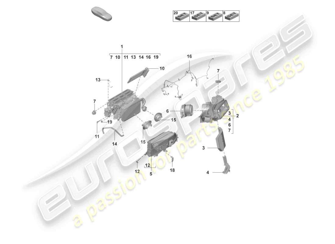 porsche 2022 (panamera 971-2) diagrama de piezas del sistema de aire acondicionado 2-zone