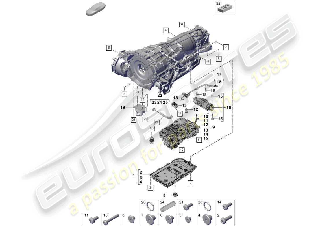 porsche 2025 (cayenne e3 pa) 8-speed caja de cambios automática para tracción a las cuatro ruedas mecatrónica con software bomba de aceite enfriador de aceite de engranajes cárter de aceite de transmisión diagrama de piezas