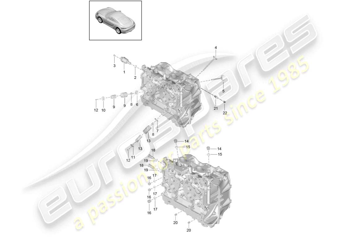 porsche 2024 (718 cayman) accesorios de culata diagrama de piezas de la válvula de entrada/salida