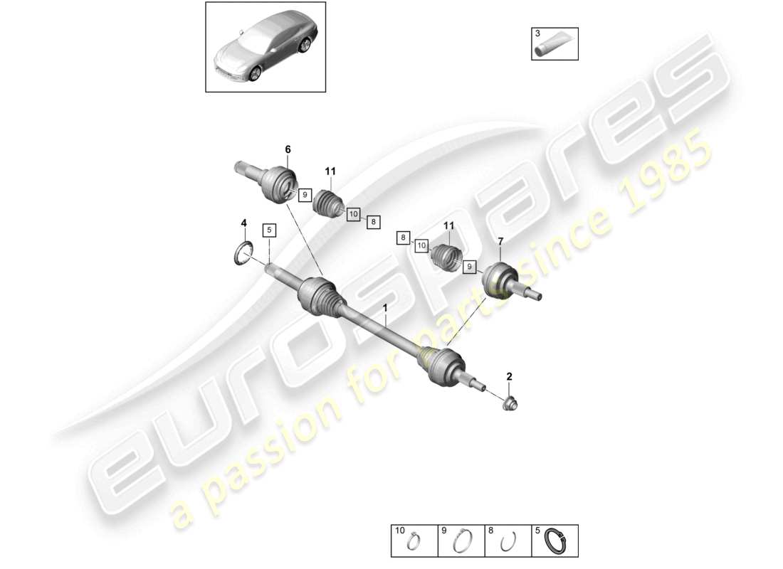 porsche 2021 (panamera 971-1) eje de transmisión eje trasero diagrama de piezas