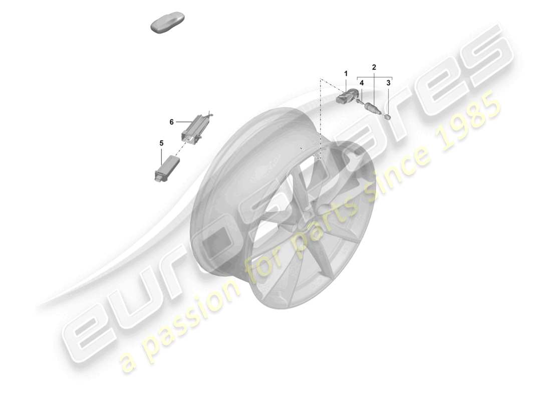 porsche 2021 (992-1 gt3/rs/st) sistema de control de presión de neumáticos diagrama de piezas