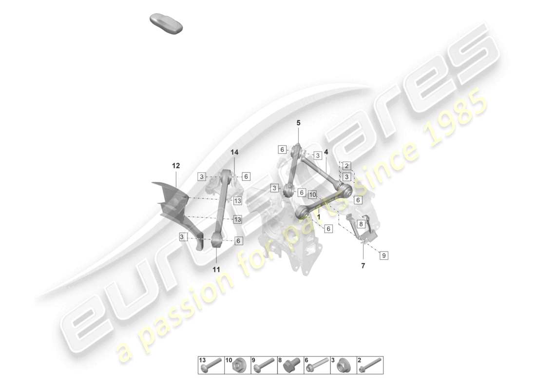 porsche 2021 (992-1 gt3/rs/st) diagrama de piezas del eje trasero de horquilla