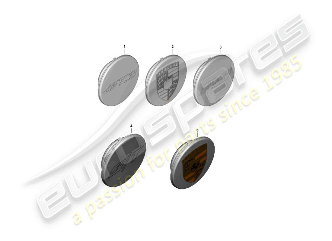 porsche 2021 (992-1 gt3/rs/st) diagrama de piezas de la tapa del cubo