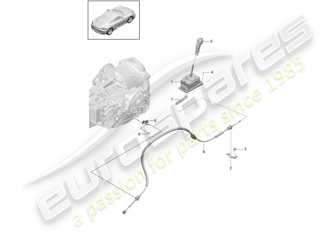 porsche 2024 (718 cayman) palanca selectora - pdk - diagrama de piezas